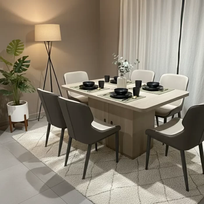 6-Seater Dining Table Set with underneath Spacious Storage – Modern, Practical & Elegant