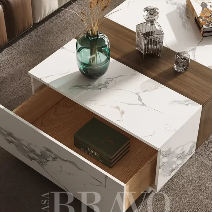 Marble Fusion Storage Center Table - Casa Bravo