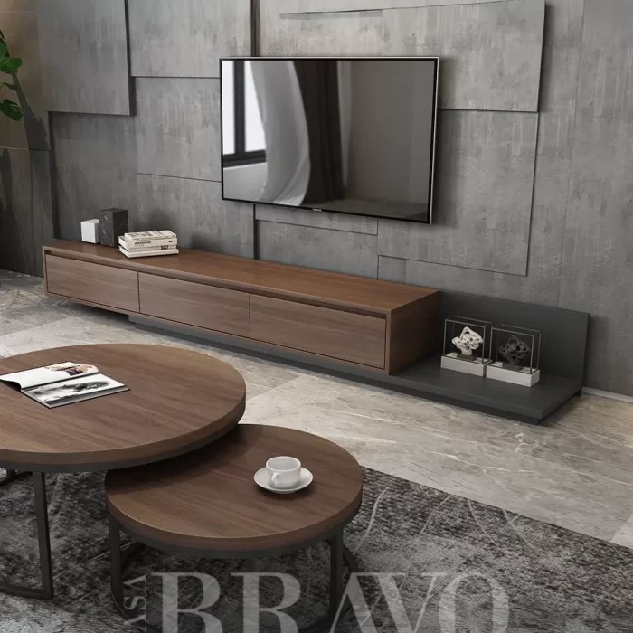 Walnut Slate Media Console