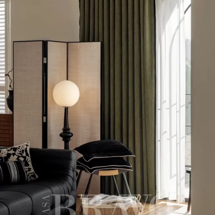 Olive Textured Blackout Curtains – Luxurious Modern Drape Collection | CASA BRAVO