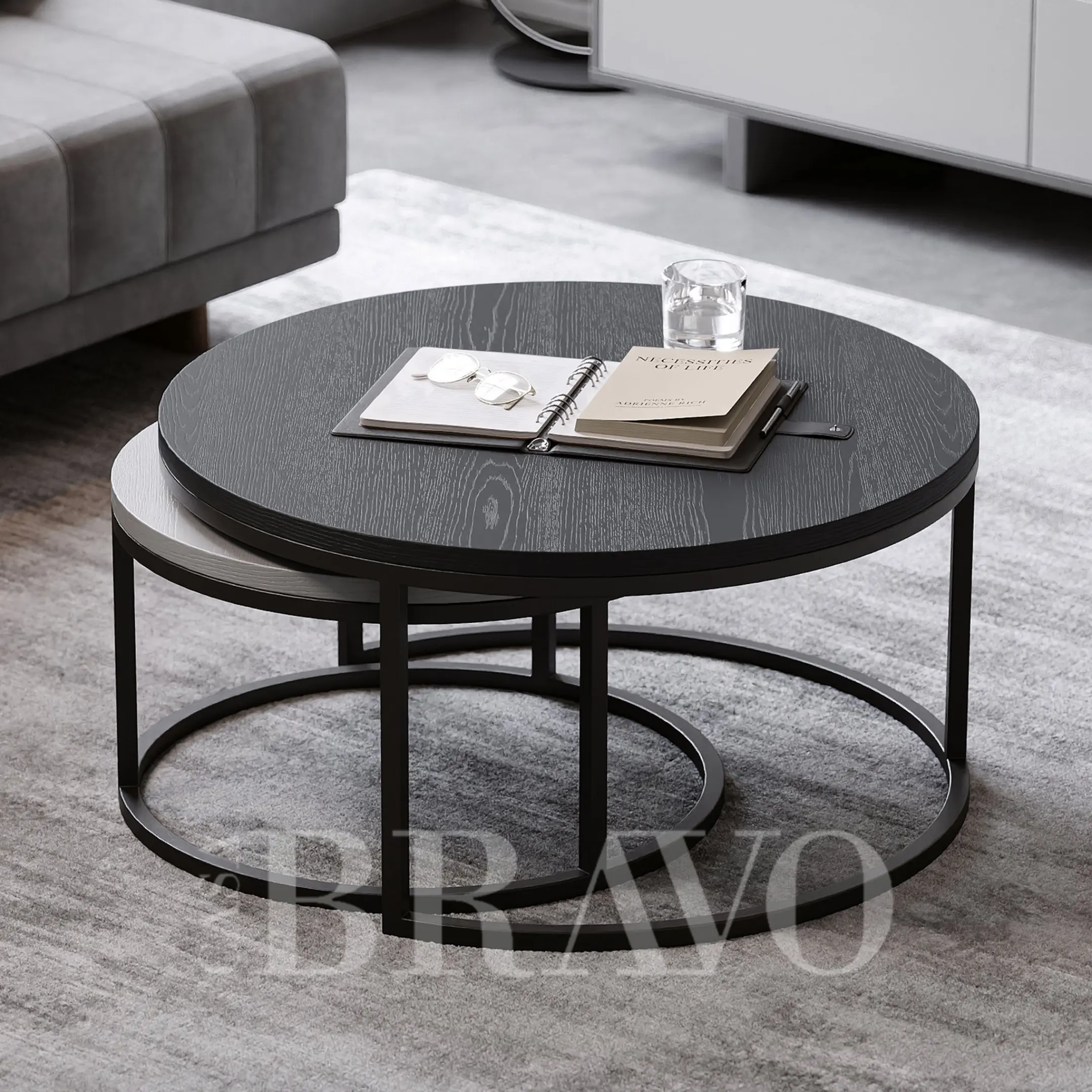 Center Table Name: Shadow Duo Nesting TablesTV Stand Name: Slate Horizon Media Console