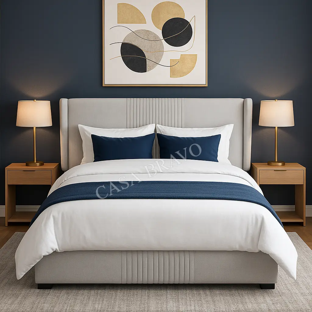 NavaraForm Bed – Bold Contrast with Tailored Serenity