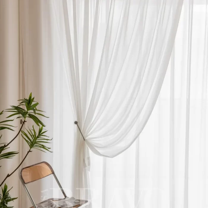 Casa Bravo Sheer White Light Curtain – Elegant Minimalist Design for Airy Interiors