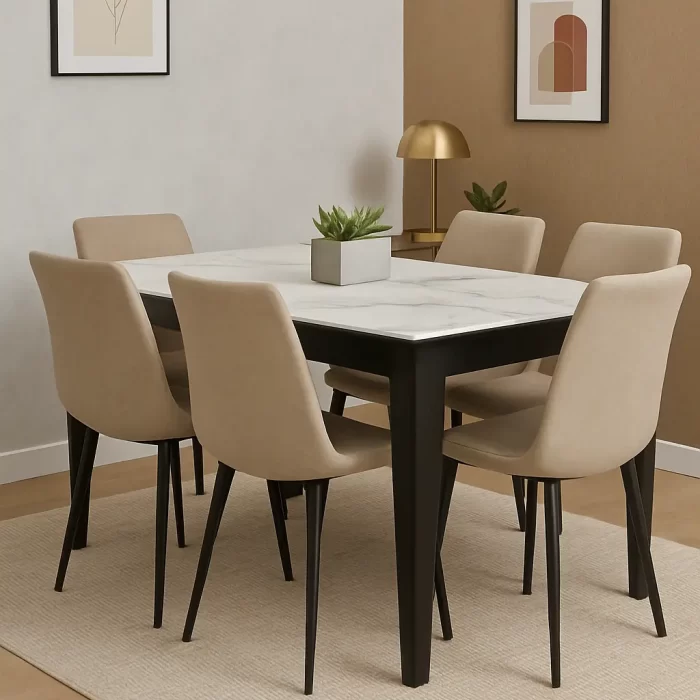 The Noir Marble Marble Look Dining set