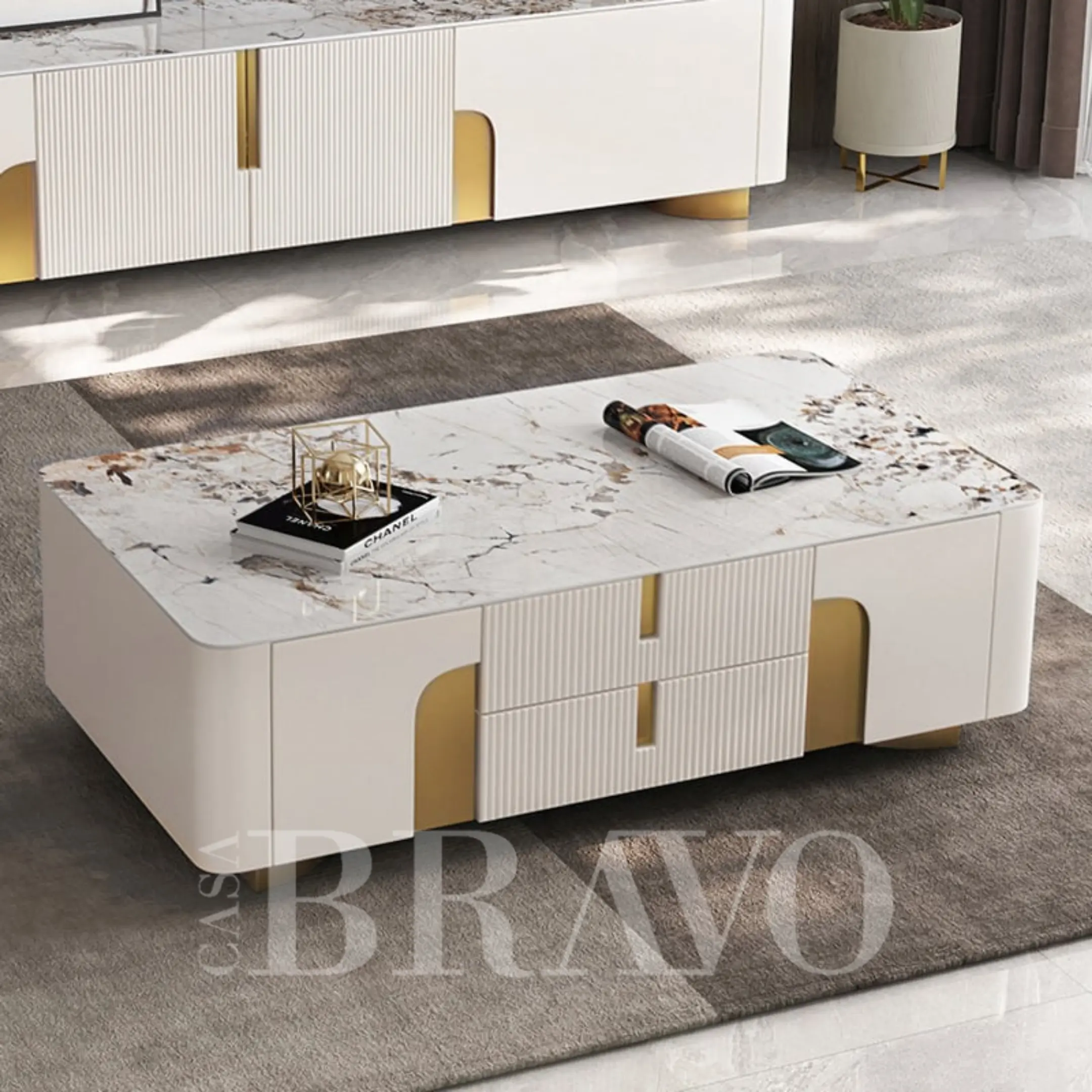 Art Deco Fluted Living Set - Casa Bravo