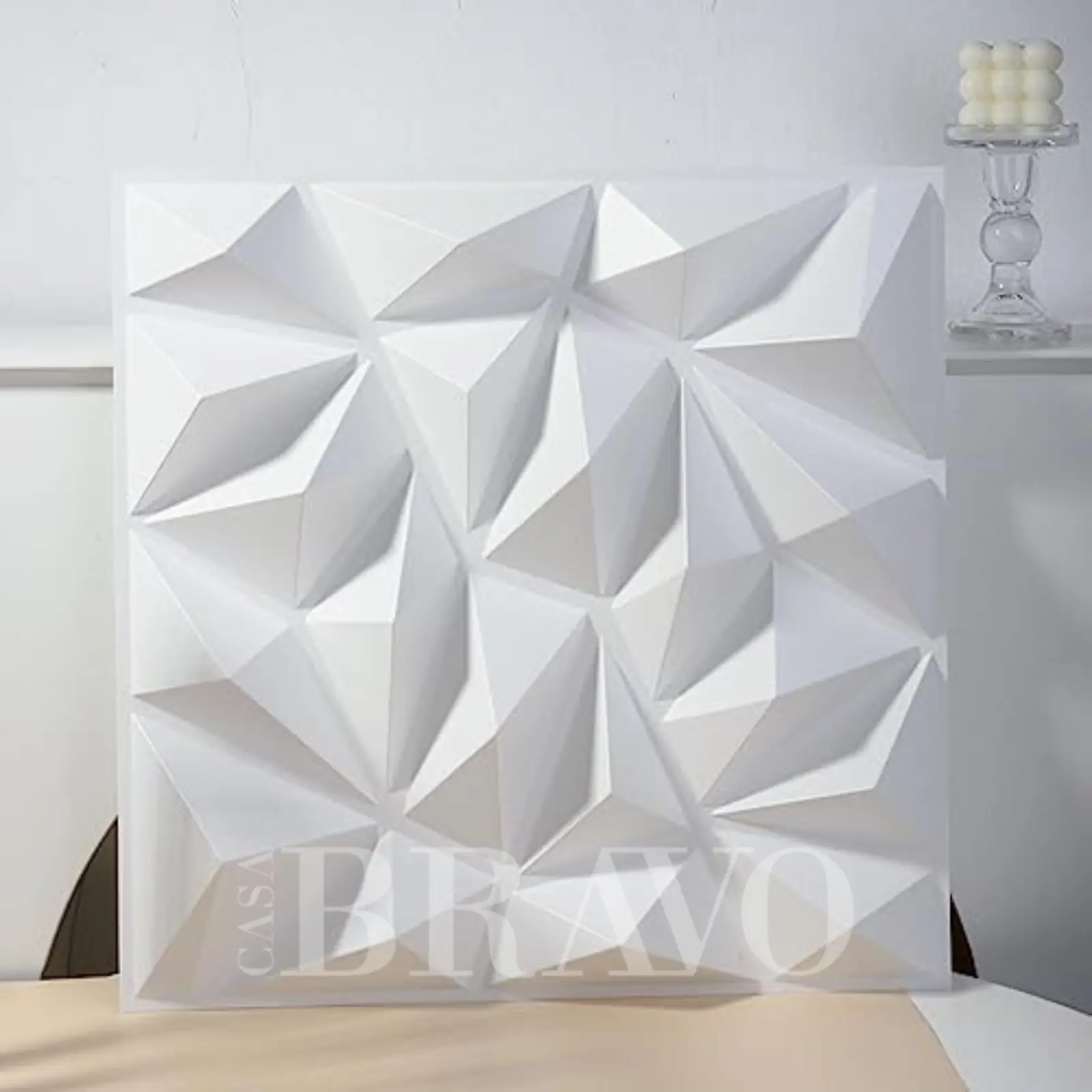 3D Geometric Diamond Wall Panel – Modern Decorative Wall Cladding  - 50*50 Cm