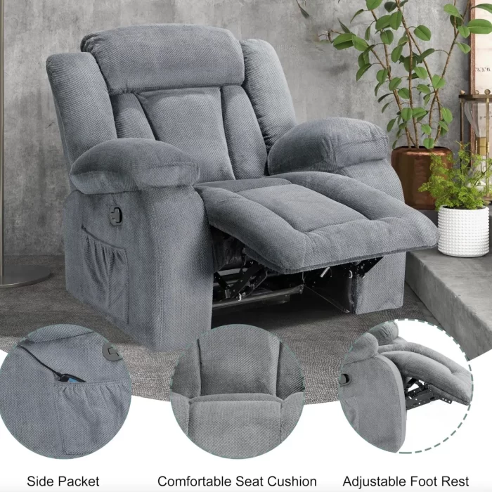 Premium Recliner Chair with Swivel, Swinging, Massage & Heating