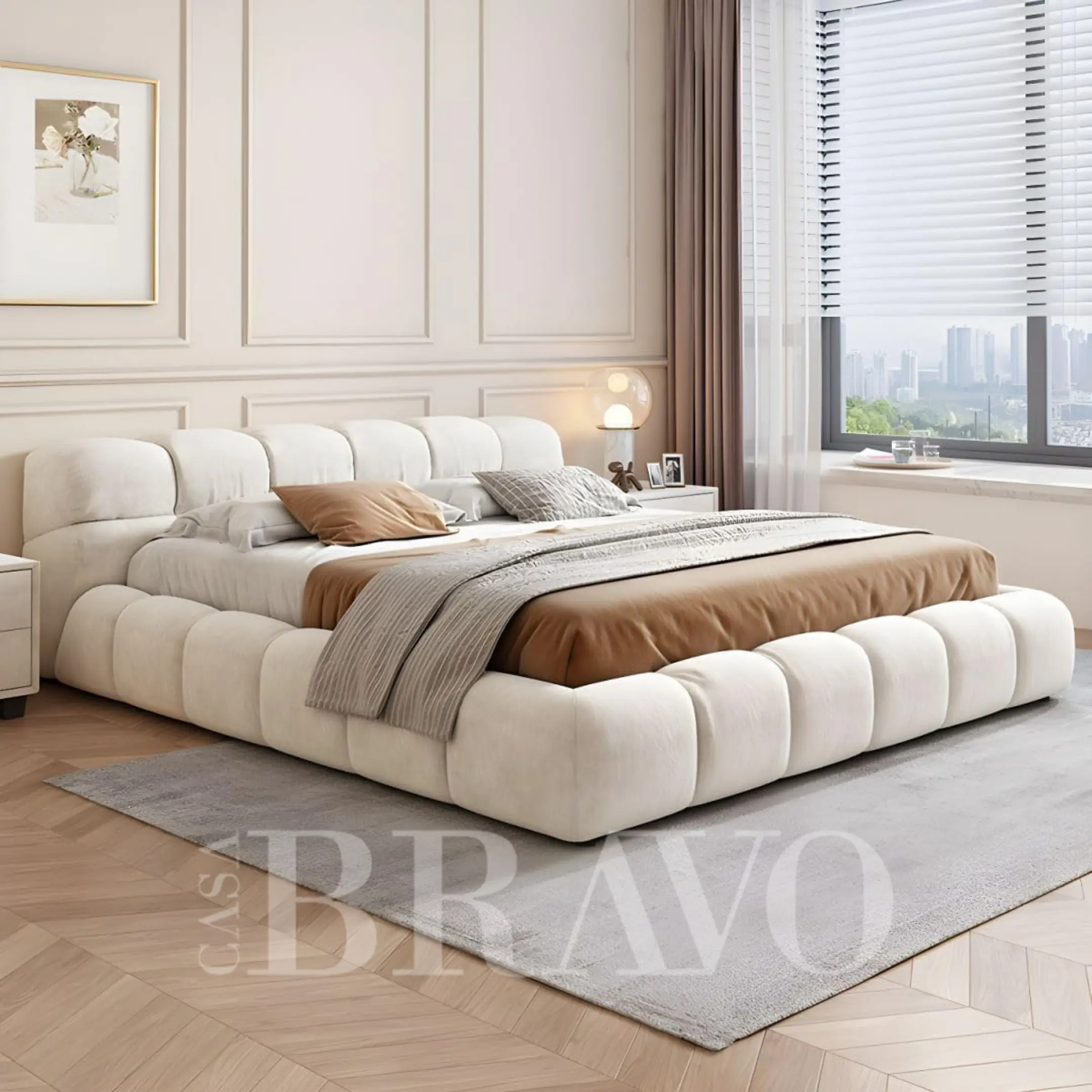 Cloudora Luxe Bed – Plush Comfort with Sculptural Elegance