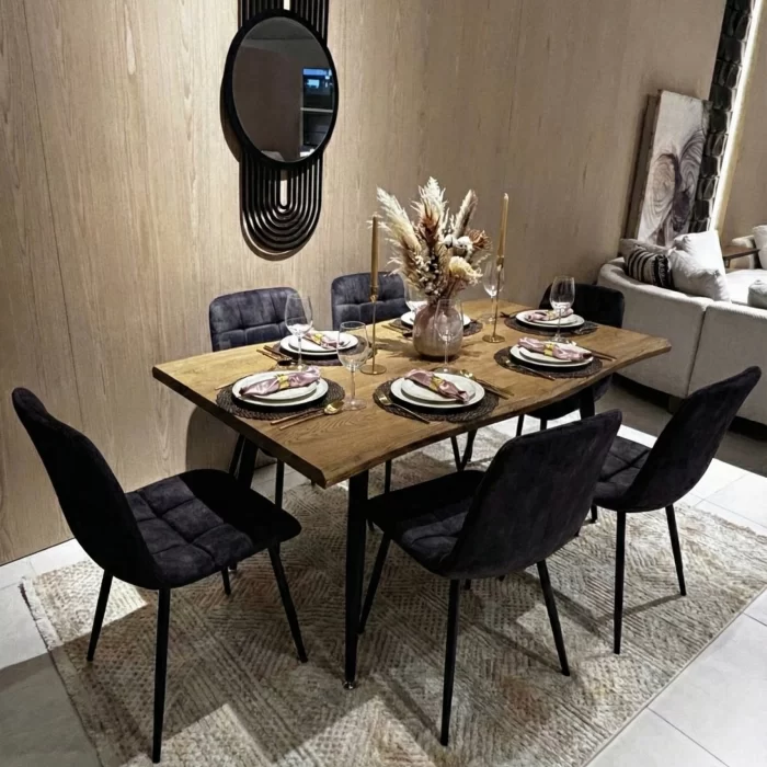 Warden 6-Seater Sintered Stone Top Dining Set