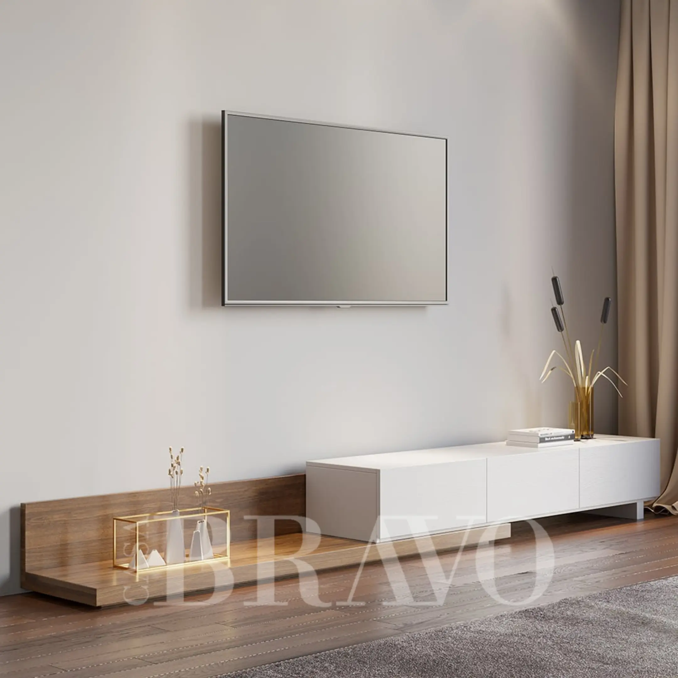 The Floating Two-Tone Media Bench