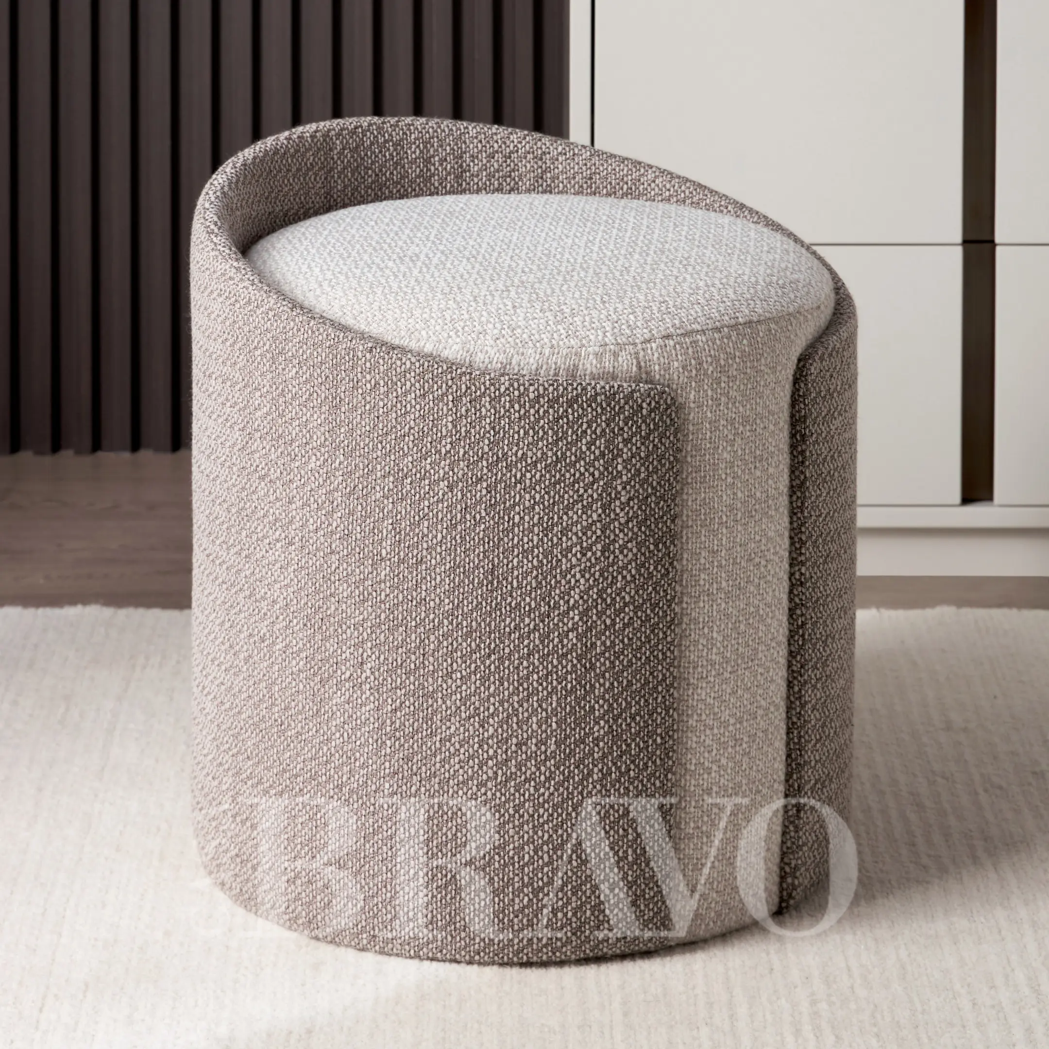 ArcoLounge Seating Set – Sculptural Poufs with Teal Accent Table