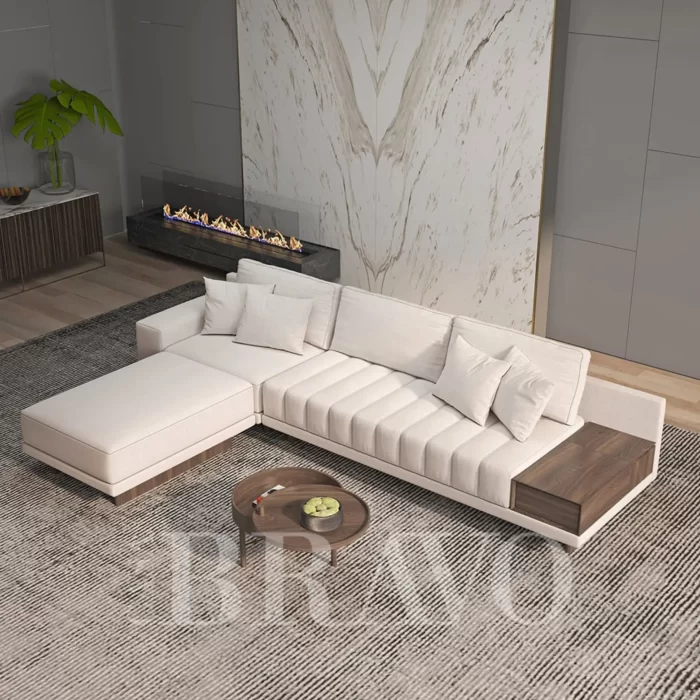 Corner Sofa with Ottoman and Console