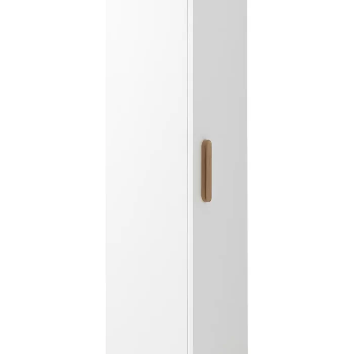 Modern Single Door Wardrobe – White with Wooden Accents L40*H200*D60 Cm