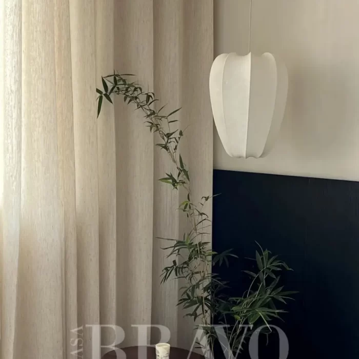 Natural Linen Textured Blackout Curtains – Minimalist Warm Beige