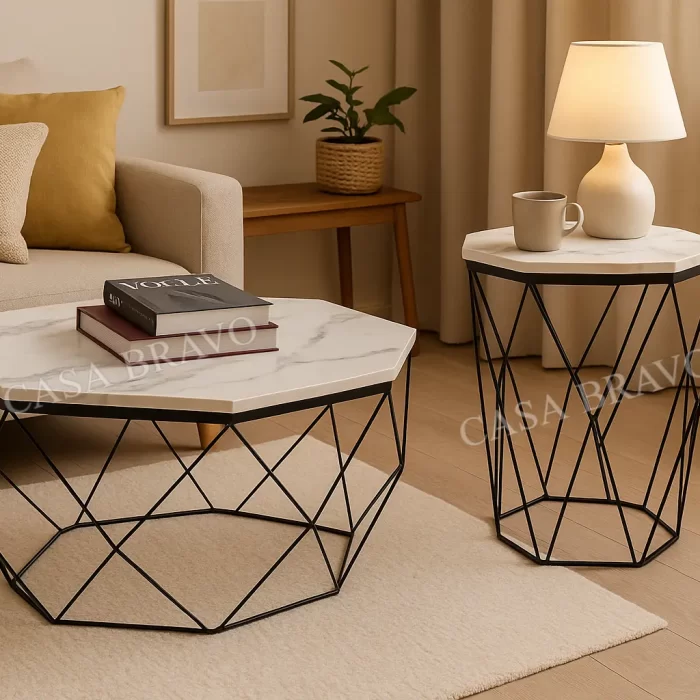 GeoLuxe Marble Duo Table Set - Casa Bravo